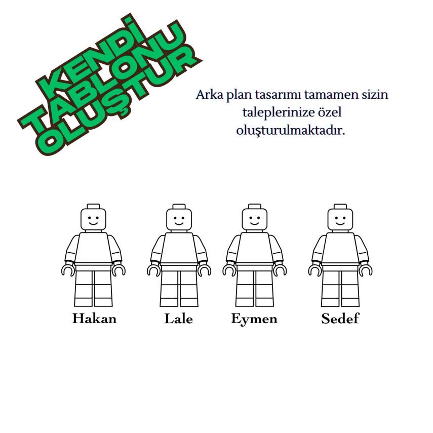 25x25 Kişiselleştirilebilir 4 Figürlü Lego Tablo - 1