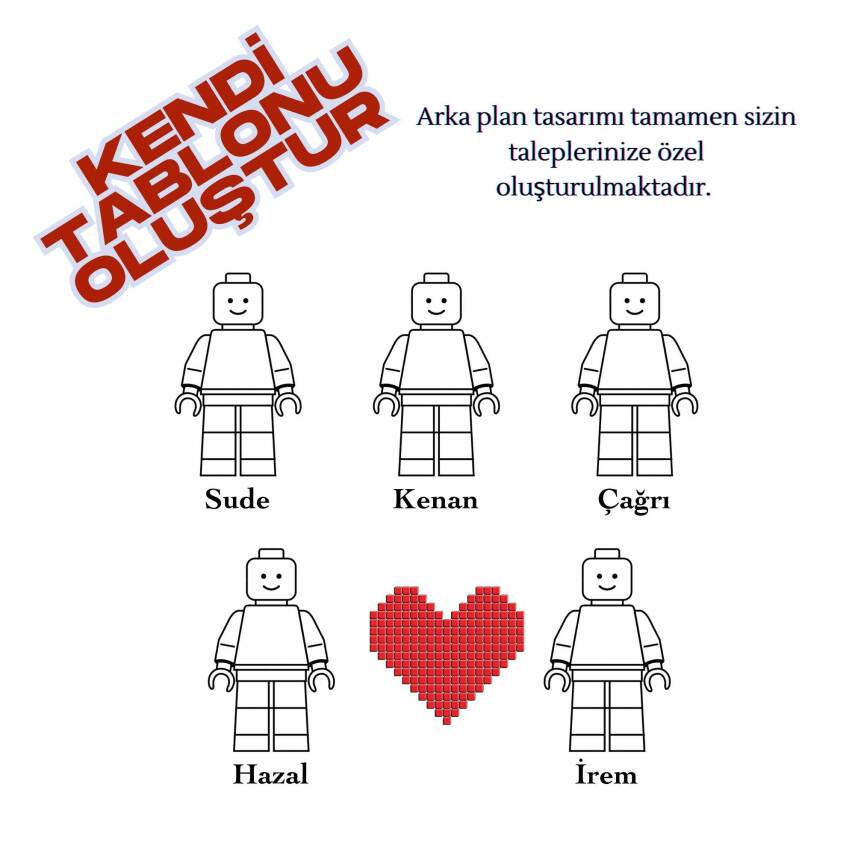 25x25 Kişiselleştirilebilir 5 Figürlü Lego Tablo - 1