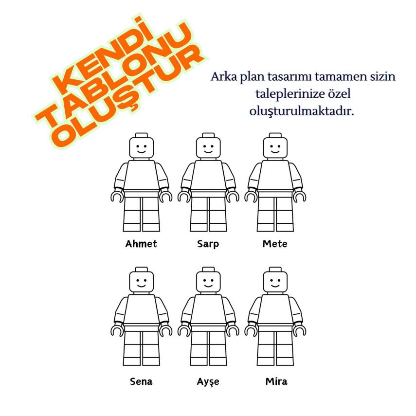 25x25 Kişiselleştirilebilir 6 Figürlü Lego Tablo - 1